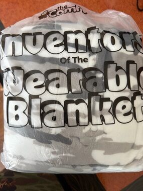Inventors of the Wearable Blanket Gray & White Cozy Cape